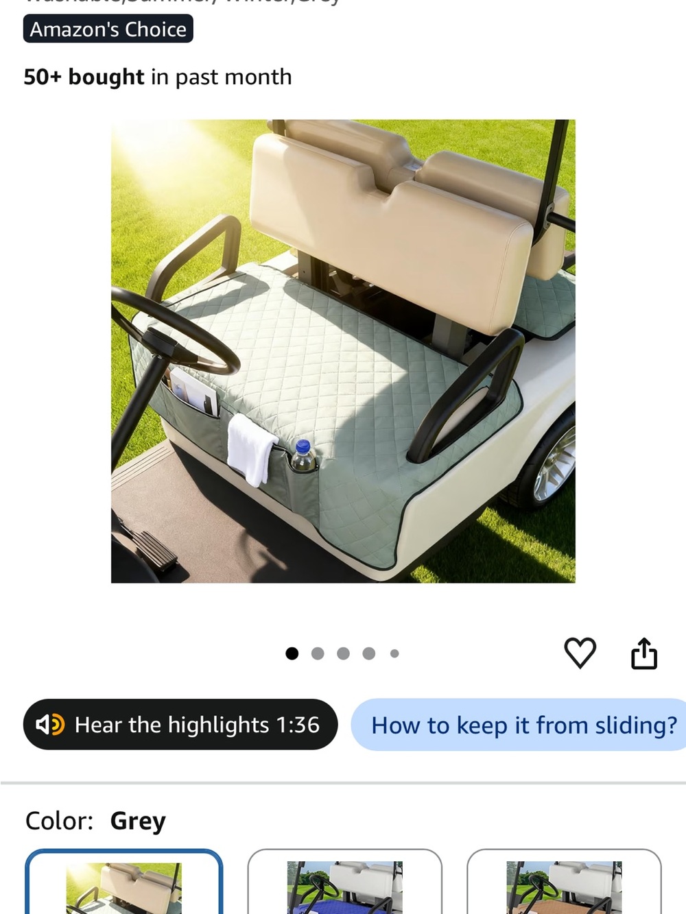Golf Cart Seat Cover - Sage Green